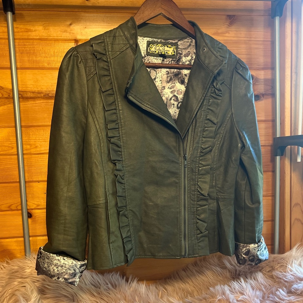Ruby Rose olive green Faux Leather jacket